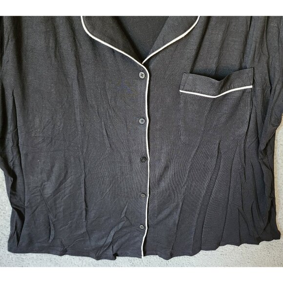 NEW Auden Women's 2-Piece Cloud Knit Pajama Button Top/Shorts Set Black Size XXL - Picture 4 of 16